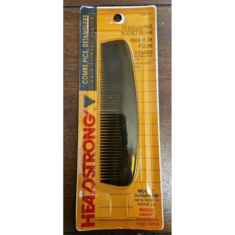 Headstrong Unbreakable Pocket Comb Vintage NOS Hong Kong 5" Plastic